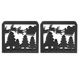 2pcs Napkin Holder Black Christmas Theme Stainless Steel Electroplating Kitchen Napkin Holder for Home Party Christmas Elk
