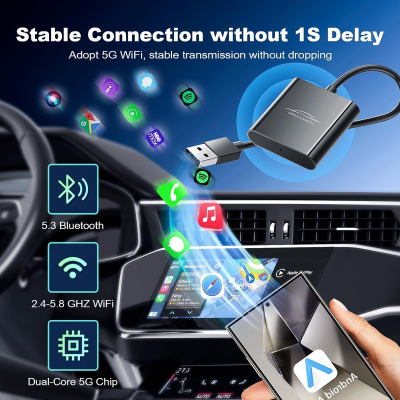 2 IN 1 Wireless Android Auto und Carplay Wireless Adapter,