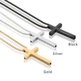 Cross Breathing Necklace for Anxiety Stress Relief, Quit Smoking Tools Breathlace Necklace, Positive Thinking Breathing Necklace, Fum Vaporless Inhaler Meditation Tools Necklace,Silver