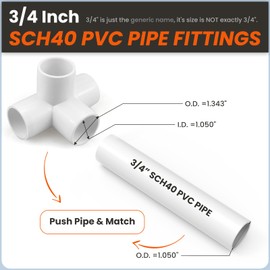 SDTC Tech 3/4" PVC Fitting Kit Furniture Grade Pipe Elbow Connector for DIY PVC Shelf Garden Support Structure Storage Frame, White (4x 4 Way + 4x 3 Way)