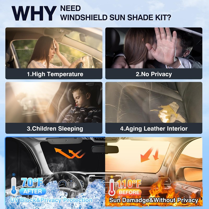 Sunsdrew 8PCS Foldable Sun Shade for 2019-2025 Toyota RAV4 Accessories