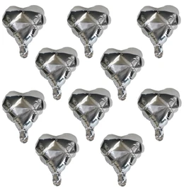 BLN-014 Heart Balloons, Approx. 9.8 inches (25 cm), Total of 10 Pieces, Silver Balloons, Aluminum Balloons, Heart Balloons, Heart Balloons, Valentine's Day, Sparkling and Puffy Round
