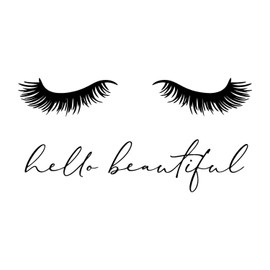 Anewdecals Lashes Decor Sticker-Hello Beautiful Closed Girl-Custom Color Wall Decor Eyes Eyelash Extensions-Studio Art Stickers Wall Decal-Removable Wall-MIha0014-74-21.86x45 in