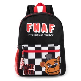FIVE NIGHTS AT FREDDY'S Backpack | Black Rucksack with Adjustable Straps | Practical & Organised Luggage Sports School Bag For Girls & Boys | FNAF Game Series Movie Merchandise Gifts for Kids & Teens