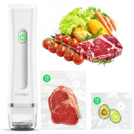 HYDMY Vacuum Sealer for Food with Visible Water Tank | Portable Compact Vacuum Sealer Machine | with 30 Reusable Bags | Preservation Time Prolonged by 6 Times