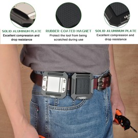 ULIBERMAGNET Tool Holster Kit,Magnetic Tool Holster & Drill Holder Belt Clip,Solid Aluminum Tool Holster Belt Clip for Screw,Drill Bit, Wrench, Impact Driver,Cordless Drill,Tape Measure,Hammer,Nails