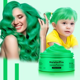HaiolorPro Green Temporary Color Wax Washable for Men and Women Hair Color Wax Hair Makeup Paint Wax for Party Cosplay One Day Hair Color (Green)
