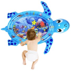ZHUYNXIR Baby Tummy Time Water Play Mat, Tummy time mats, Premium Baby Developmental Toy for Baby's Stimulation Growth for 3-36 Months Old Toddlers (Blue Turtle)