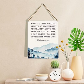 Bible Verse Wall Decor Wooden Hanging Sign, Christian Wall Decor, Serenity Prayer Wall Art, Ephesians 3:20, Scripture Wall Art Decor for Farmhouse Home Porch Office Bedroom Bathroom, 8 x 10 Inches