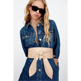 LumiSyne Women Obi Belt Wide Cinch Belt Soft PU Leather Tie Up Wrap Around Waist Belt Knotted Waistband Corset Belt For Dress