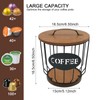 MFBJXC Round Coffee Pods Holder with Wooden Lid and Base,Wire