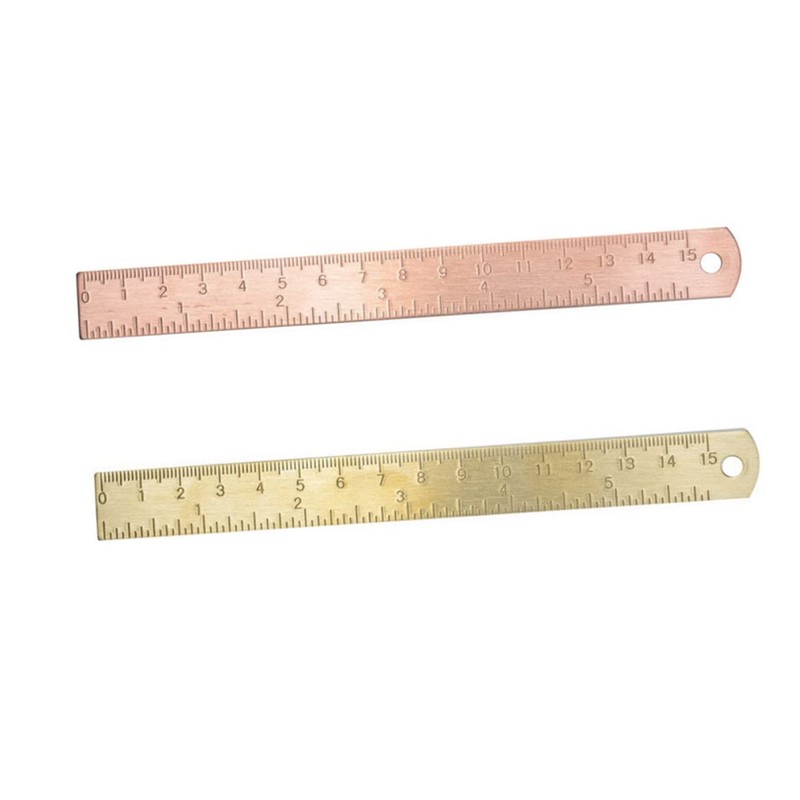 STOBOK 2pcs Vintage Brass Ruler Double Scale Straight Rulers Brass
