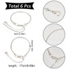 SUNNYCLUE 1 Box 6Pcs Snake Bracelets Chains Silver Brass Charms
