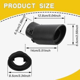 HEVLE Stainless Steel Car Exhaust Tip, 2.5" to 3.3" Universal Automotive Replacement Exhaust Pipes, Chrome-Plated Finish Exhaust Tailpipe Universal Car Accessories Fits Most Car (Black, Bend)