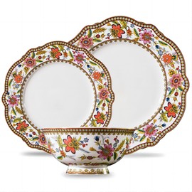 ACMLIFE 12-Piece Fine China Dinnerware Sets, French Embossed Dinnerware Set Service for 4, Scratch Resistant, Vintage Plates and Bowls Sets with Gift Box