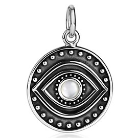 MATERIA by Matthias Wagner Women's Eye Pendant 925 Silver with Shell Antique, Silver