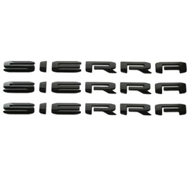 Generic 3-PC Sierra Badge Emblem in Gloss Black Finish for GMC Yukon & Sierra 2019-2024 Models - Suitable for Doors and Tailgate - Fits 1500, 2500HD, and 3500HD Models