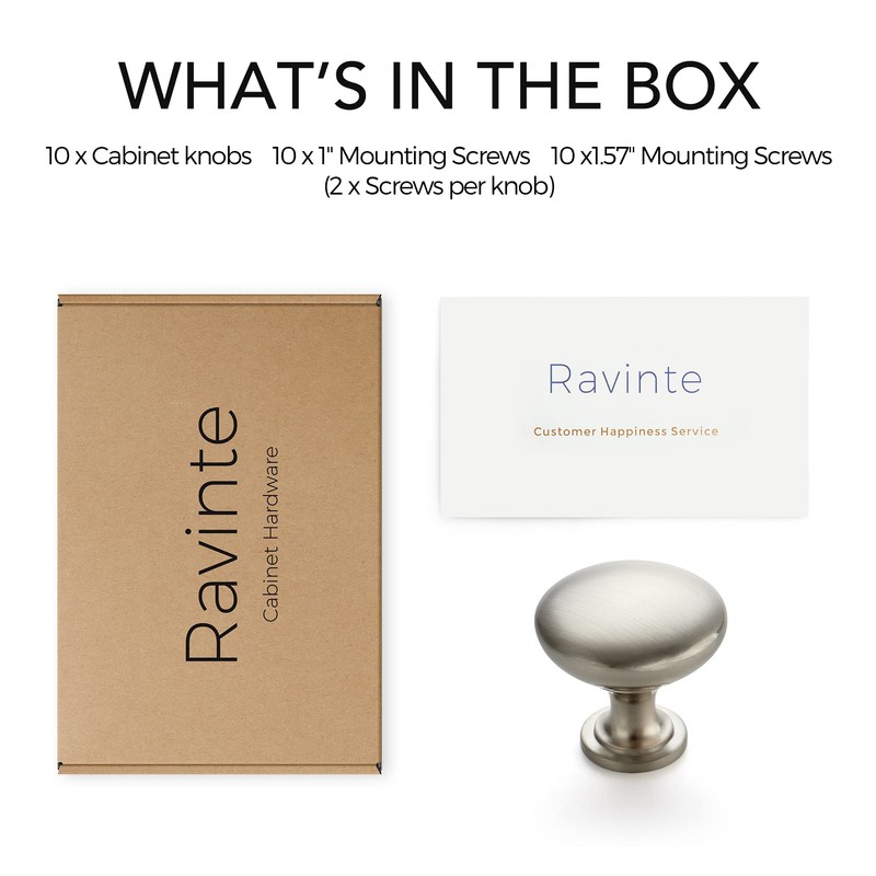 Ravinte 10 Pack Brushed Nickel Round Zinc Cabinet Knobs for