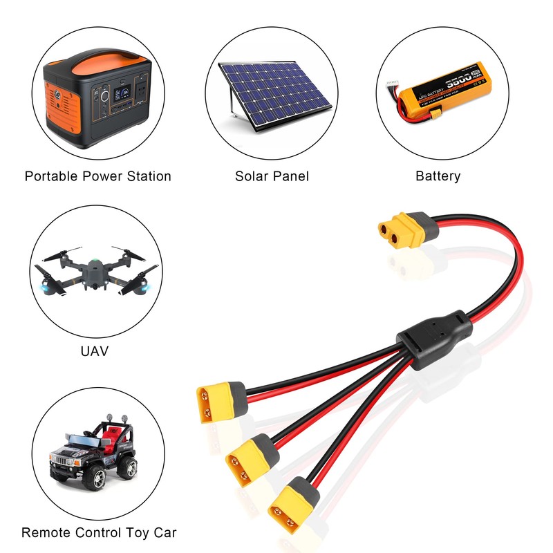 GINTOOYUN XT60 Splitter Extension Cable 1 Female to 3 Male