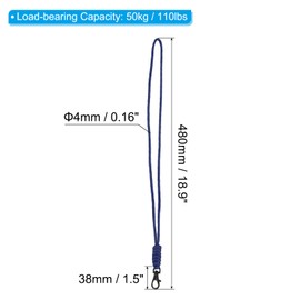 PATIKIL Badge Lanyard with Lobster Clasp 19 Inch, Necklace Keychain Cord Metal Hook Strap for Keys Whistle Badge Holder, Blue