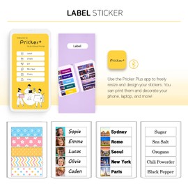 PRICKER+ Photo Sticker Paper | Wireless Portable Printer for Phone w/ 5 Printing Modes | Customizable Color Sticker Printer Cartridge | 10 Sheets of Photo Printer Paper (Label)