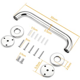 Grab Bars for Seniors, Stainless Steel Shower Bath Handle, Bathroom Handle, Shower Handles for Wall Mounting, Toilet, Bathroom, Non-Slip, Safety Handle (2 Pieces, 30 cm)