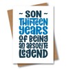 Son 13th Birthday Card for Son - Thirteen Years of