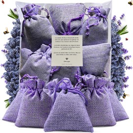 12 Lavender Bags Lavender Colours from France - Natural Jute Moth Repellent with Lining - Hand Filled - GMO Free - For Drawer, Wardrobe & Laundry - New Harvest