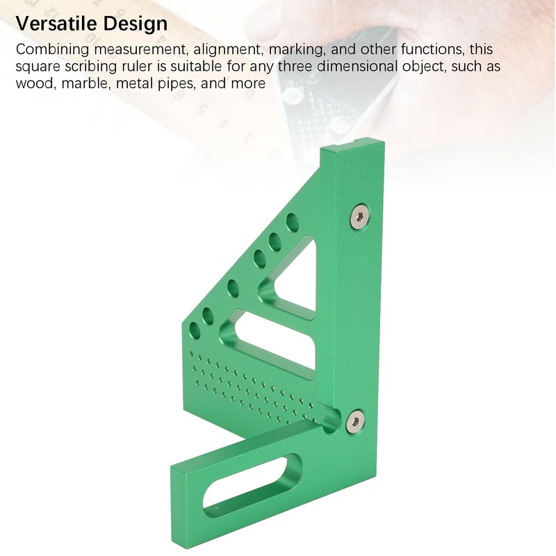3D Carpenter's Square with Scriber, 22.5-90° Drawing Line Ruler with