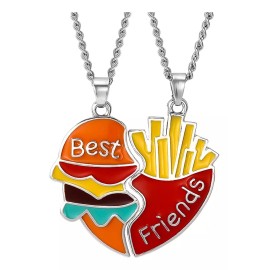 Deluxe Set 2 Cadenas Dijes Mejores Amigos Best Friends Hamburguesa