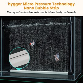 hygger Aquarium Bubble Strip, Nano Air Bubble Curtain Wall Aquarium Air Stone Kit, Quiet High Dissolved Oxygen Diffuser Fish Tank Bubbler Decorations for Freshwater Saltwater (13.8 Inch)