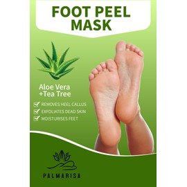 Palmarisa - Foot Peel Mask with Aloe Vera & Tea Tree - 2 Pack Peel off Peeling Socks | Removes Heel Callus | Exfoliates Dead Skin | Treats hard skin | Repairs Cracked Heels | Moisturises Feet