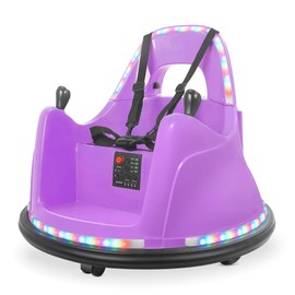 Kidzone Smart Bumper Car for Toddler & Kids, 12V 2-Speeds Electric Ride On Bumping Toy Gifts W/Remote Control, APP Control, LED Lights, Bluetooth, 360°Spin and DIY Sticker, ASTM Certified, Purple