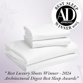 California Design Den 1000 Thread Count Cal King Cotton Sheets Set, Winner Architectural Digest Best Sheet, Luxury 100% Cotton Sateen Bed Sheets, Softer Than Egyptian Cotton (White)