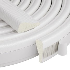 QDiShi 196" Wedge-Shape Weather Stripping Door Seal Weatherproof Foam Seals Self Adhesive Insulation Anti-Collision Strip Soundproofing Frame Insulation Tape Fits 0.13-0.31" Gaps(White)