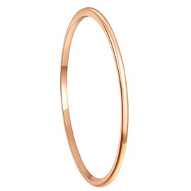 CROWNAL Rare 1mm Thin Rose Gold Tungsten Wedding Band Ring Men Women Matching Plain Dome Polished Comfort Fit Size 3 to 10 (1mm,5.5)