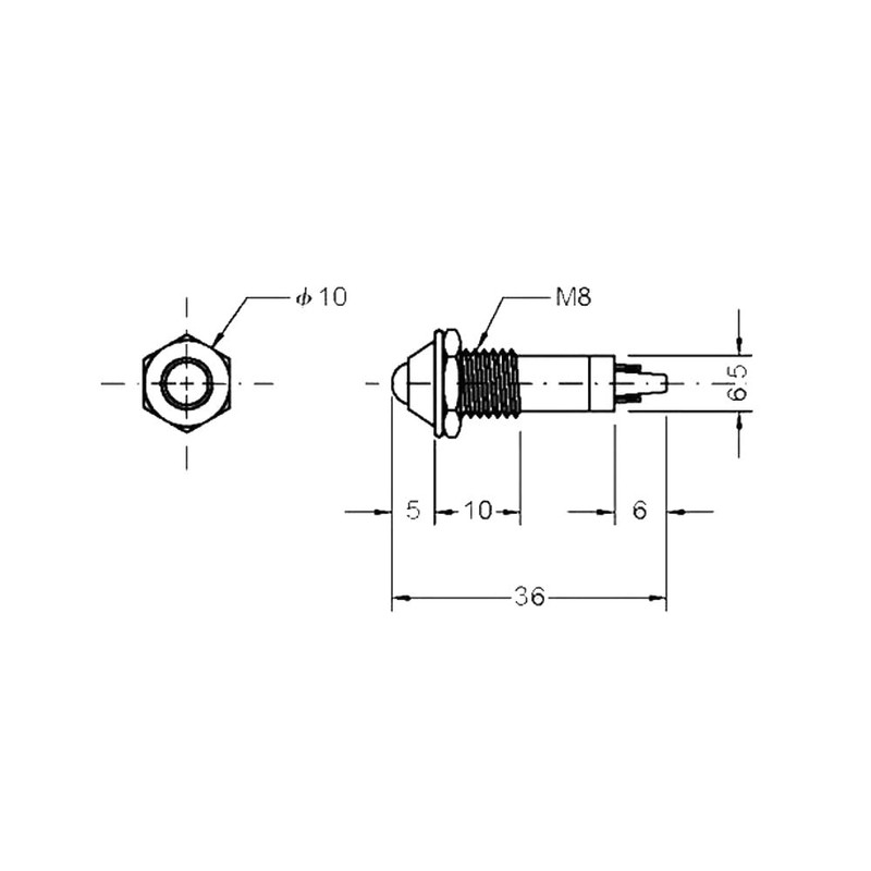 WITTKOWARE LED Signal Lamp Metal External Diameter 10 mm Installation
