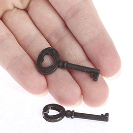 Pack of 12 Rustic Metal Decorative Heart Skeleton Keys - Antique Vintage Look Keys for Wedding Favors, Santa Keys, Pirate Treasure Chests, Primitive Farmhouse Decorations and DIY Crafts (1-3/8" L)