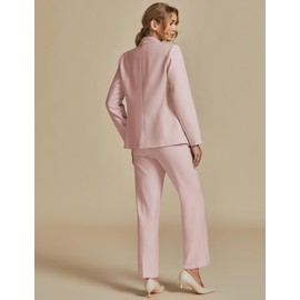 luvamia Women's Two Piece Sets Pants Suits Dressy Business Casual Outfits Professional Blazer Pantsuits Set Work Office Peach Blush Medium Fits Size 8 Size 10