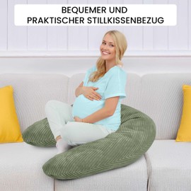 Amilian Nursing Pillow Cover 170 cm - Replacement Cover for Nursing Pillow; Pregnancy Pillow - Cover for Side Sleeper Pillow - Washable with Zip - Leaf Poetry