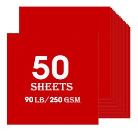 Red Cardstock 50 sheets, 12” x 12” Cardstock Paper Bulk Construction Paper,250GSM Card Stock Printer Paper Scrapbooking Supplies for Diy Crafts Cricut Card Making (Red)