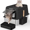 URPOWER Stainless Steel Cat Litter Box with Lid Extra Large