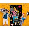 90s Party Decorations Photo Props Large Fabric，80s Themed Door Cover