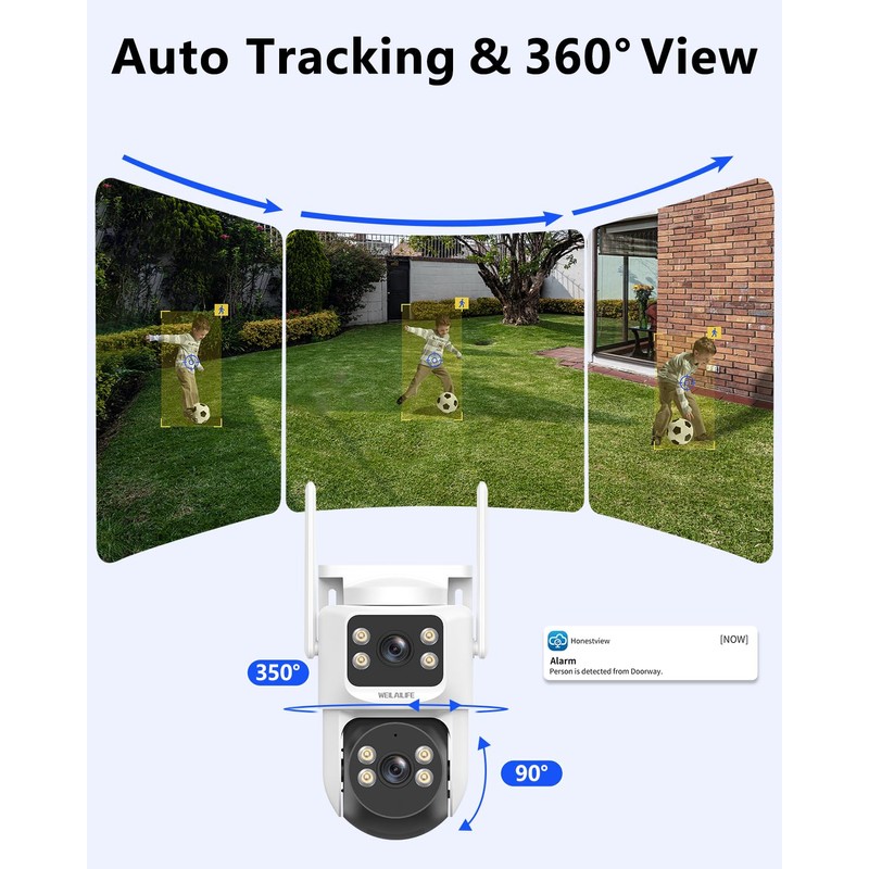 【2-Way Audio】 4MP Extend PTZ Security Cameras Wireless Outdoor
