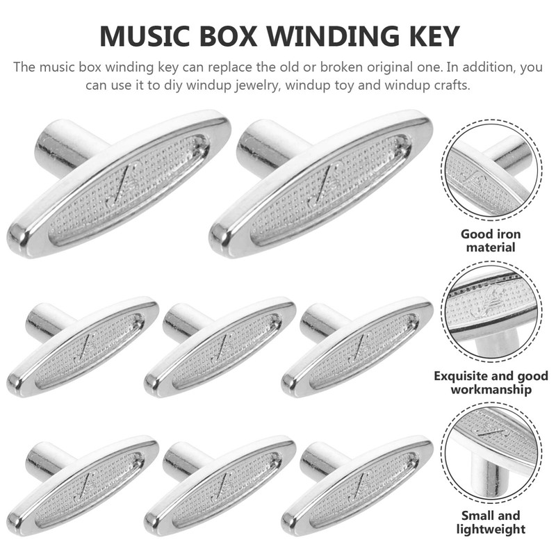 FOMIYES 8pcs Music Box Winder Key Metal T Shape Bar