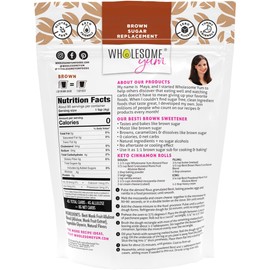 Wholesome Yum Besti Natural Brown Sugar Substitute - Brown Monk Fruit Sweetener Blend With Allulose (No Erythritol) - Keto, Non GMO, Zero Carb, Zero Calorie, Sugar Free, No Aftertaste (12 oz)