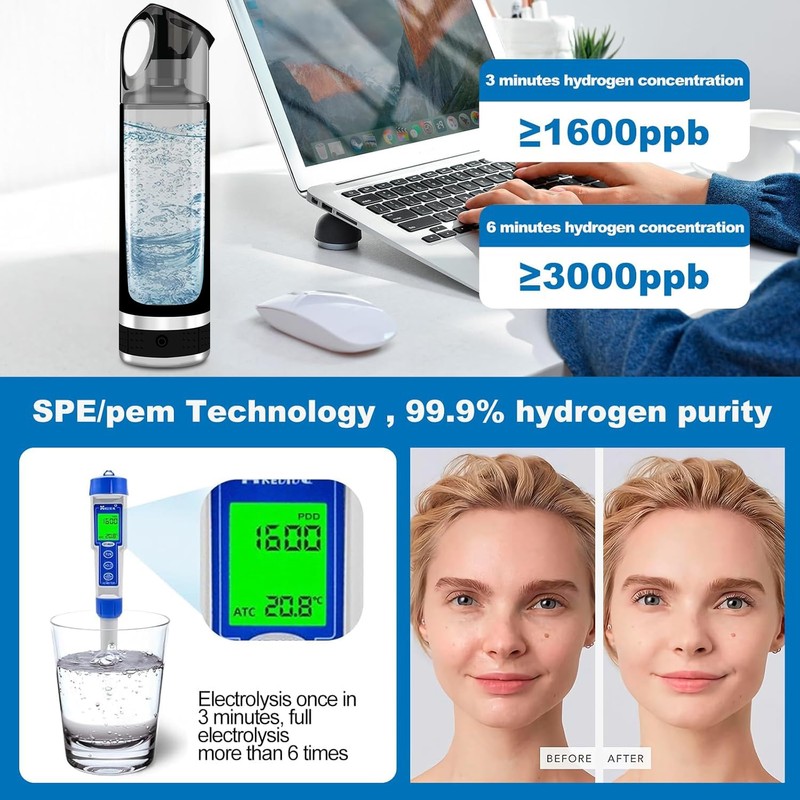 New 2025 Hydrogen Water Bottle, Portable Hydrogen Water Ionizer Machine,