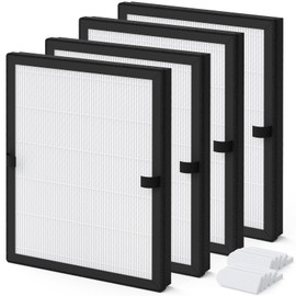E-200 True HEPA Filter Replacement Compatible with LUNINO E-200 Air Purifiers for Home Large Room up to 1740sq.ft, 4 Pack (with Extra 10-Pieces Aroma Pad)