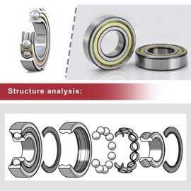 EMSea 4Pcs 6001ZZ Deep Groove Ball Bearing 12X28X8mm Bearings Steel Chrome-Plated