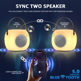 2-Pack Portable Outdoor Speakers with Lights, 2-in-1 Rechargeable Speaker Hanging Lamp with RGB Color-Changing Twins Pair System HD Stereo Sound for Patio Garden Camping Party